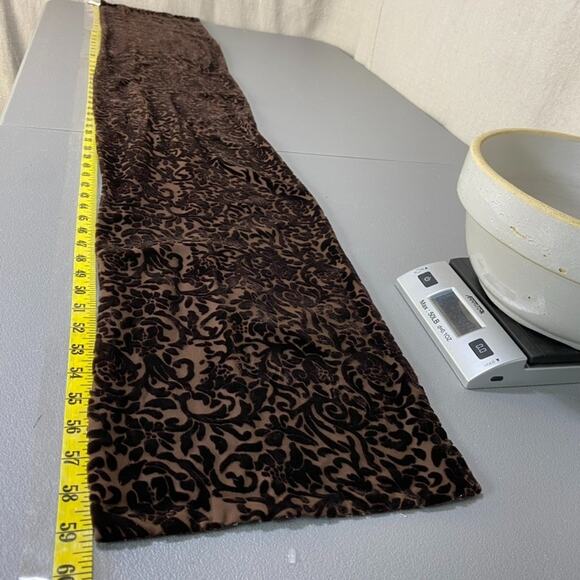 Valerie Stevens Womens Velvet Burnout Scarf Whimsigoth Y2K Silk Blend Brown Goth - Picture 9 of 10
